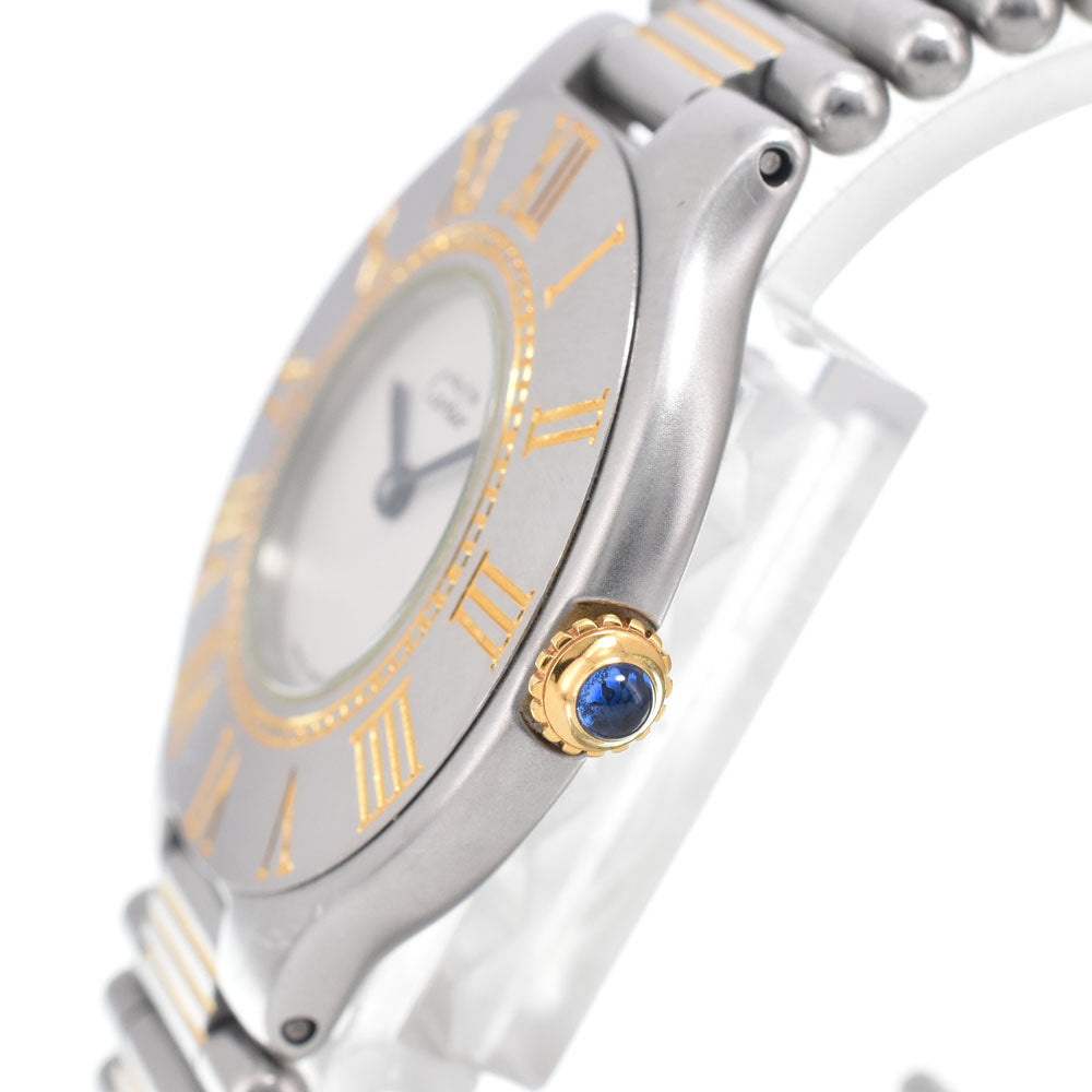 CARTIER Must21 LM Stainless Steel/Gold Plated Ivory Dial Quartz Men's
 Watch K#150744