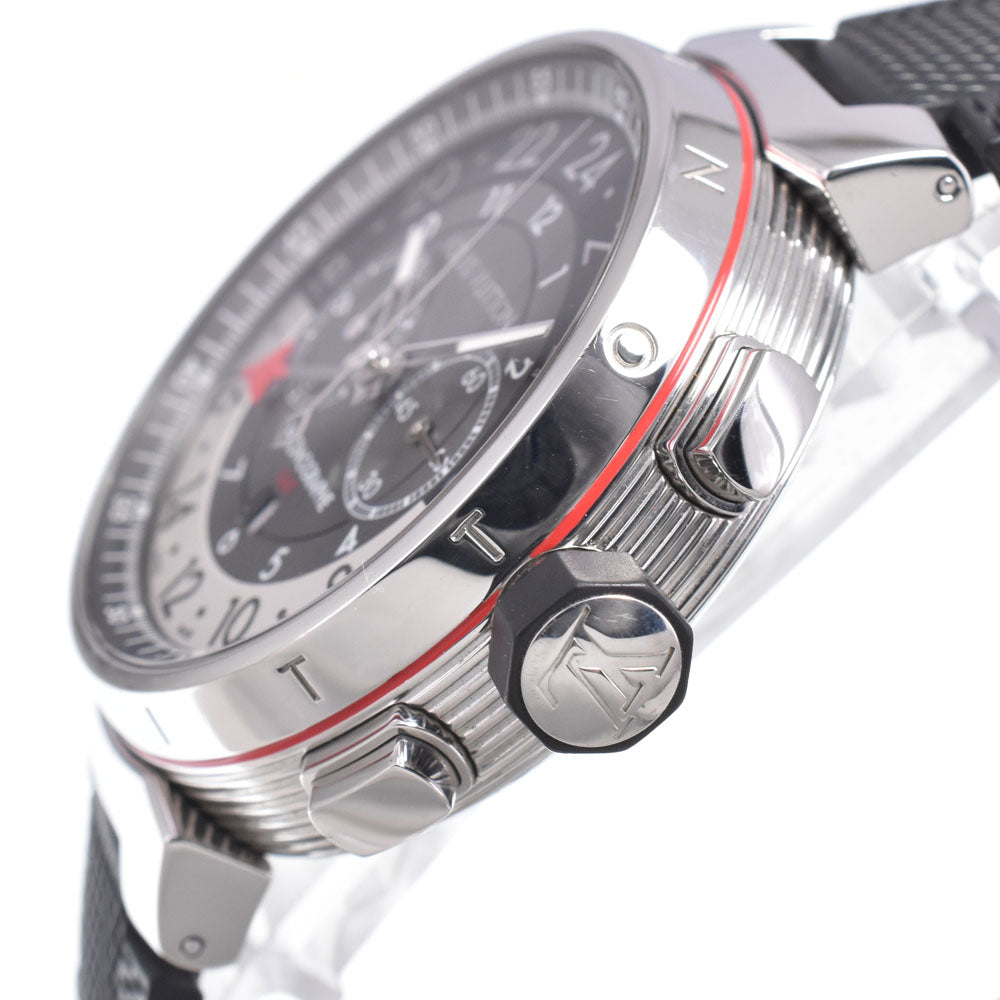 with paper LOUIS VUITTON Tambour graffiti Q1A40 Chronograph GMT see-through back gray Dial Automatic Men's
 Watch L#150755