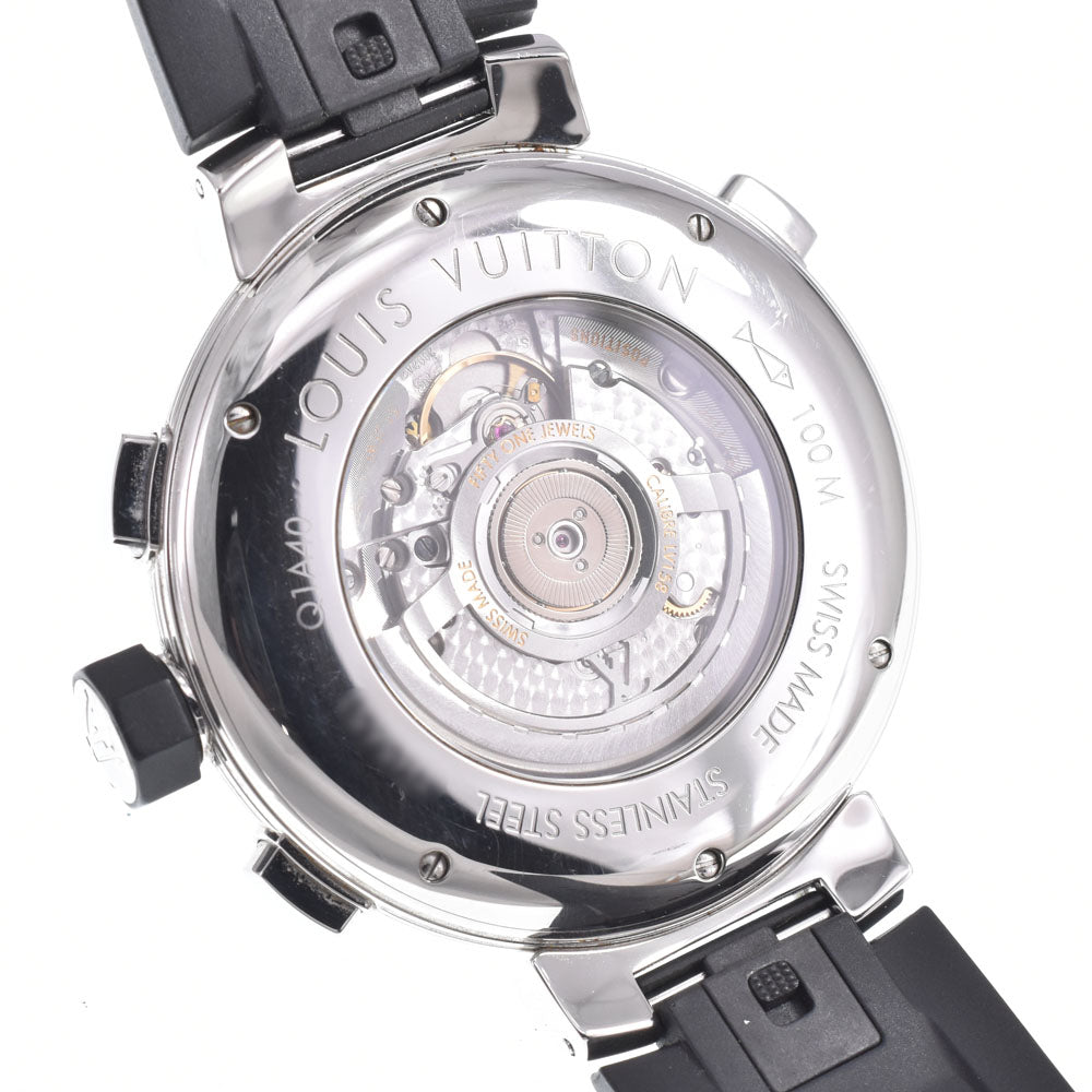 with paper LOUIS VUITTON Tambour graffiti Q1A40 Chronograph GMT see-through back gray Dial Automatic Men's
 Watch L#150755