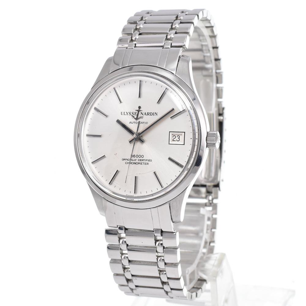 with paper Ulysse Nardin 36000 chronometer Date Silver Dial Automatic Men's
 Watch N#150762