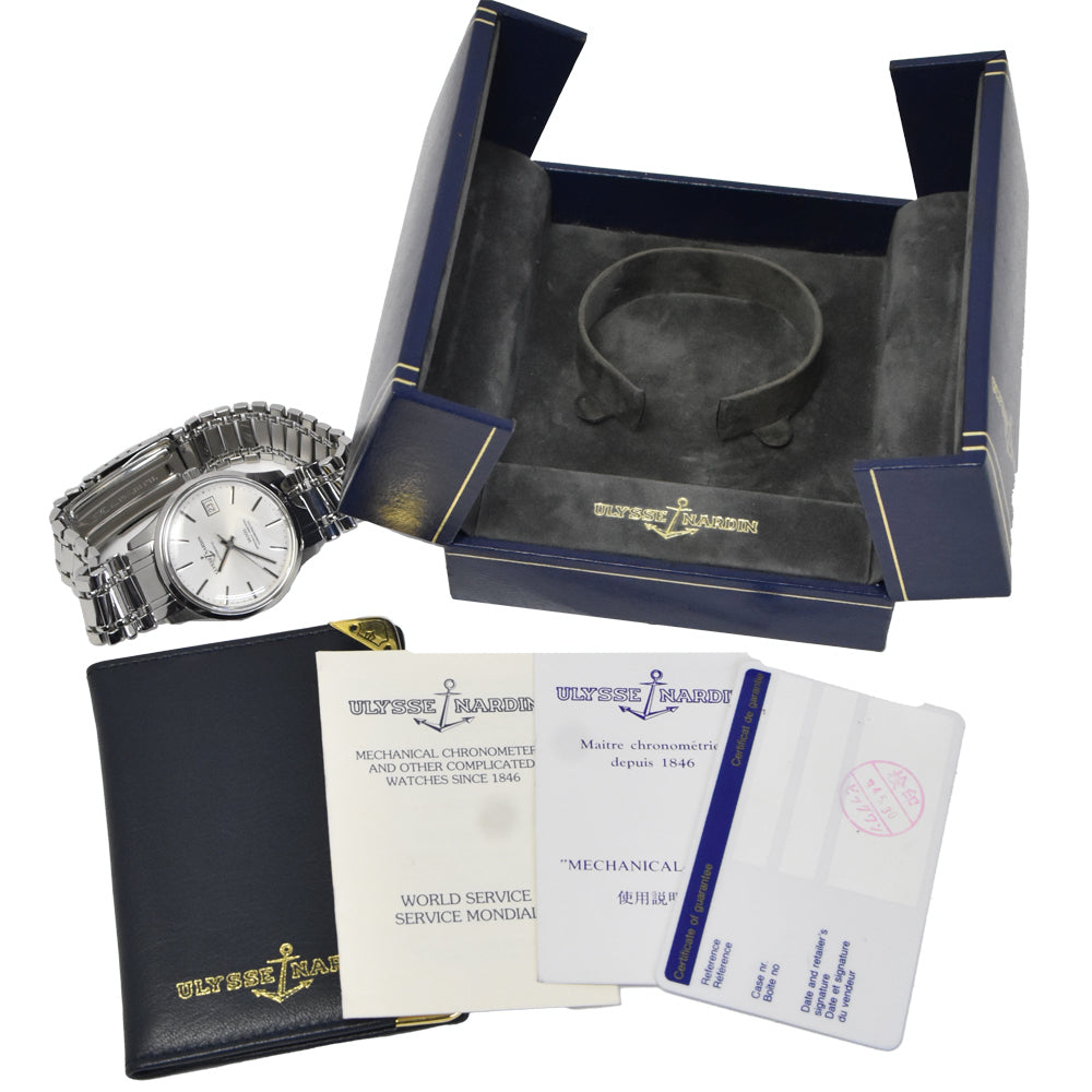 with paper Ulysse Nardin 36000 chronometer Date Silver Dial Automatic Men's
 Watch N#150762