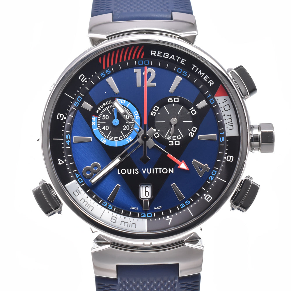 with paper LOUIS VUITTON Tambour Regatta Q102D Chronograph blue Dial Quartz Men's
 Watch M#150766