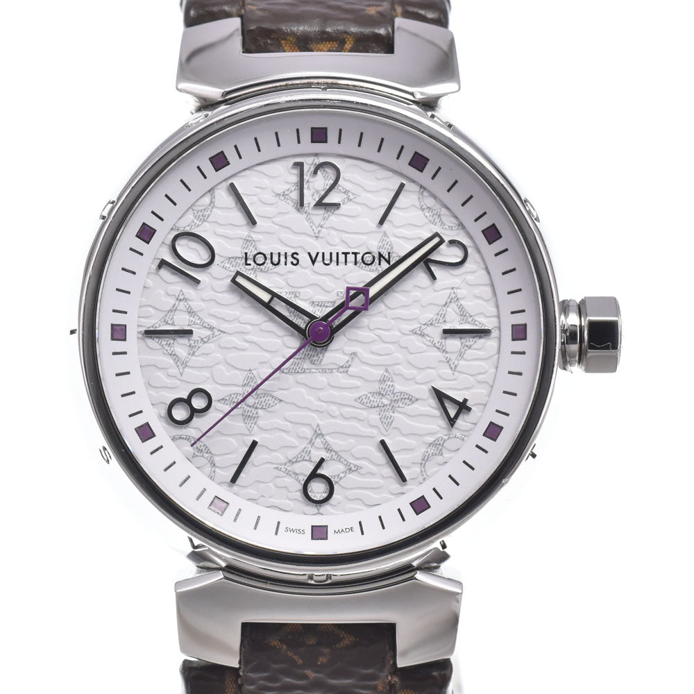 LOUIS VUITTON Tambour MM QA116 Monogram white Dial Quartz Ladies
 Watch M#150777