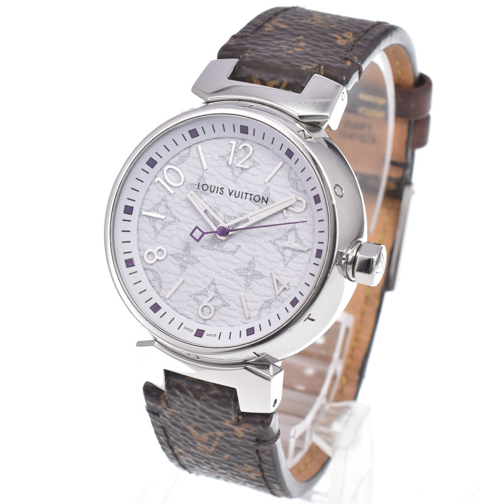 LOUIS VUITTON Tambour MM QA116 Monogram white Dial Quartz Ladies
 Watch M#150777