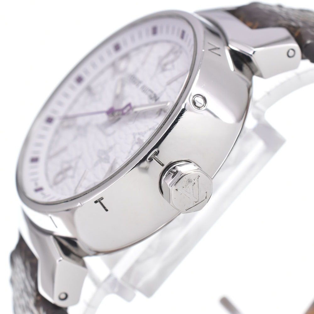 LOUIS VUITTON Tambour MM QA116 Monogram white Dial Quartz Ladies
 Watch M#150777