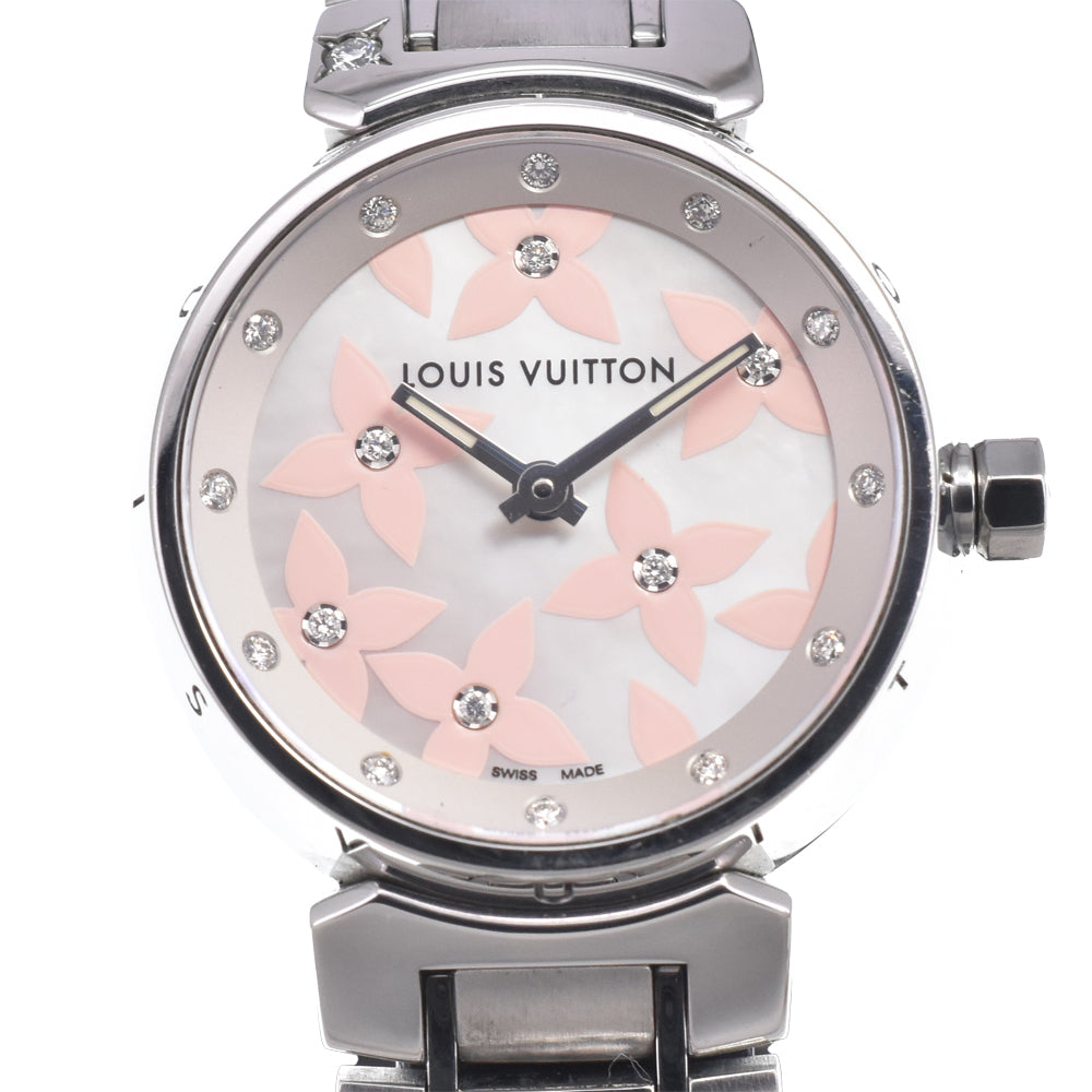 LOUIS VUITTON Tambour Lovely Diamonds Q121H 18P diamond White shell Dial Quartz Ladies
 Watch N#150778