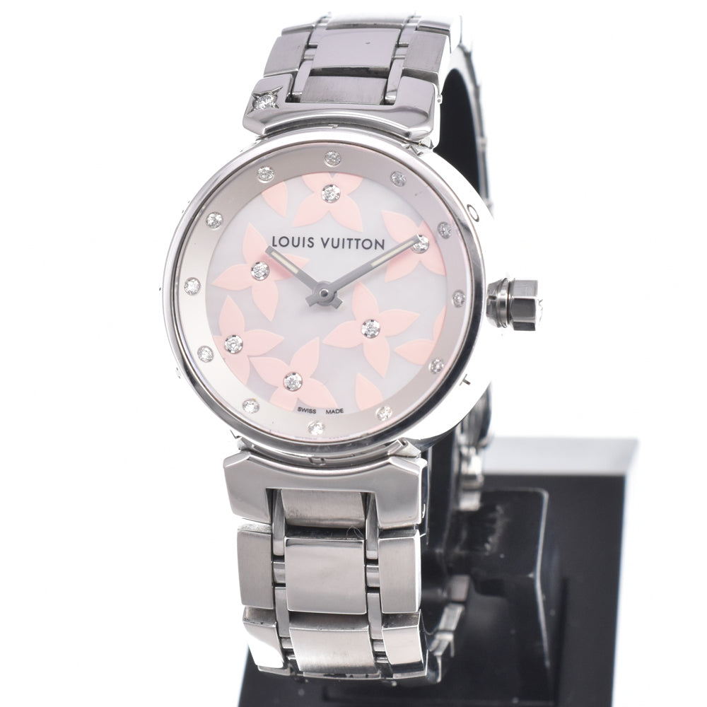 LOUIS VUITTON Tambour Lovely Diamonds Q121H 18P diamond White shell Dial Quartz Ladies
 Watch N#150778