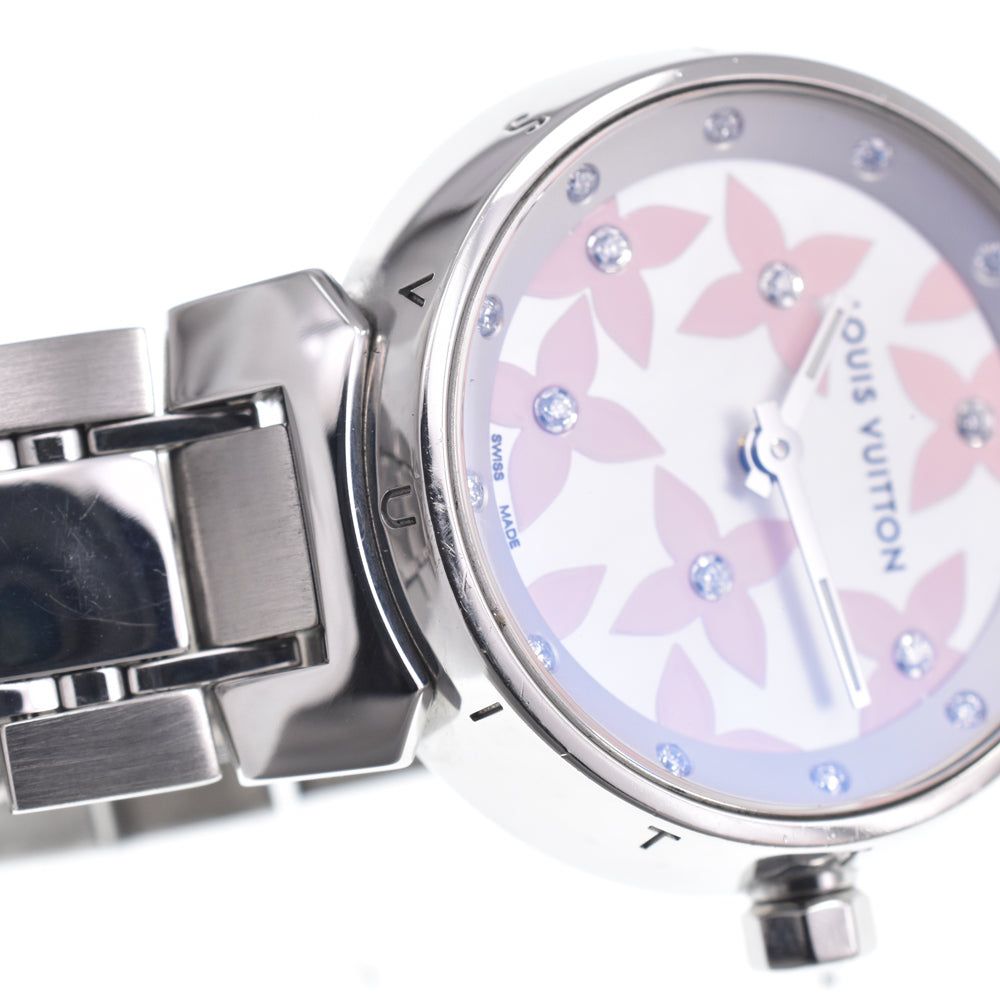 LOUIS VUITTON Tambour Lovely Diamonds Q121H 18P diamond White shell Dial Quartz Ladies
 Watch N#150778