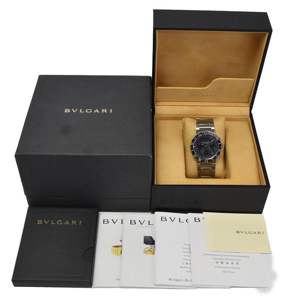 with paper BVLGARI Bvlgari Bvlgari BB38SSCH Chronograph black Dial Automatic Men's
 Watch M#150797