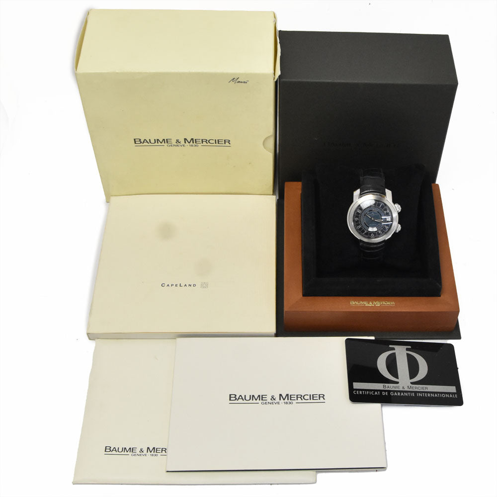 with paper Baume & Mercier Capeland GMT Alarm M0A08153 Date black Dial Automatic Men's
 Watch L#150818