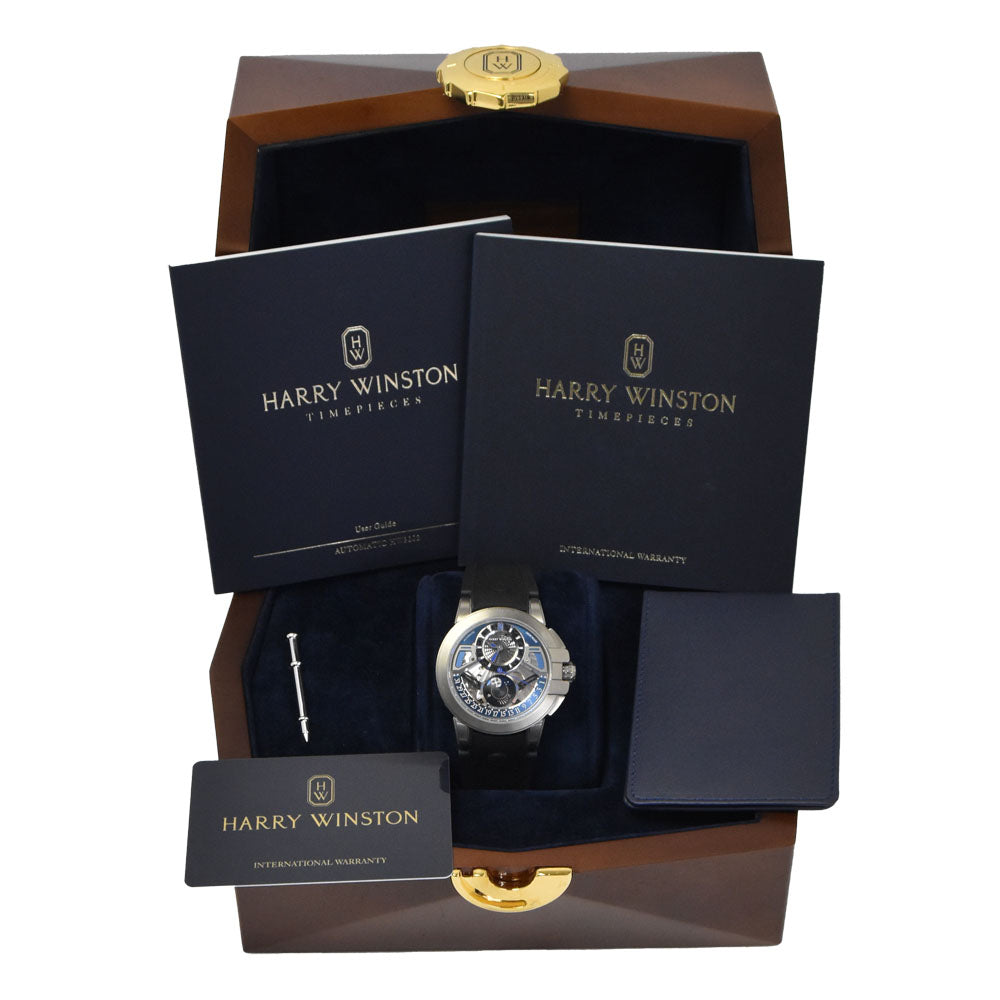 with paper HARRY WINSTON Ocean Project OCEAMP42ZZ001 Blue / skeleton Dial Automatic Men's
 Watch L#150825