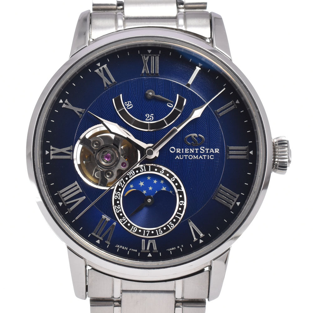 with paper ORIENT STAR Mechanical moon phase RK-AY0103L Power reserve see-through back blue Dial Automatic Men's
 Watch K#150850