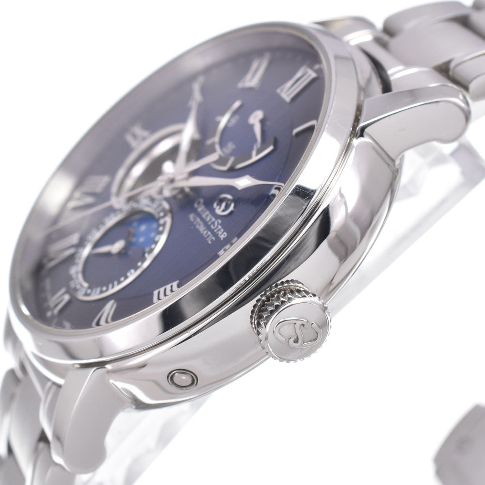 with paper ORIENT STAR Mechanical moon phase RK-AY0103L Power reserve see-through back blue Dial Automatic Men's
 Watch K#150850