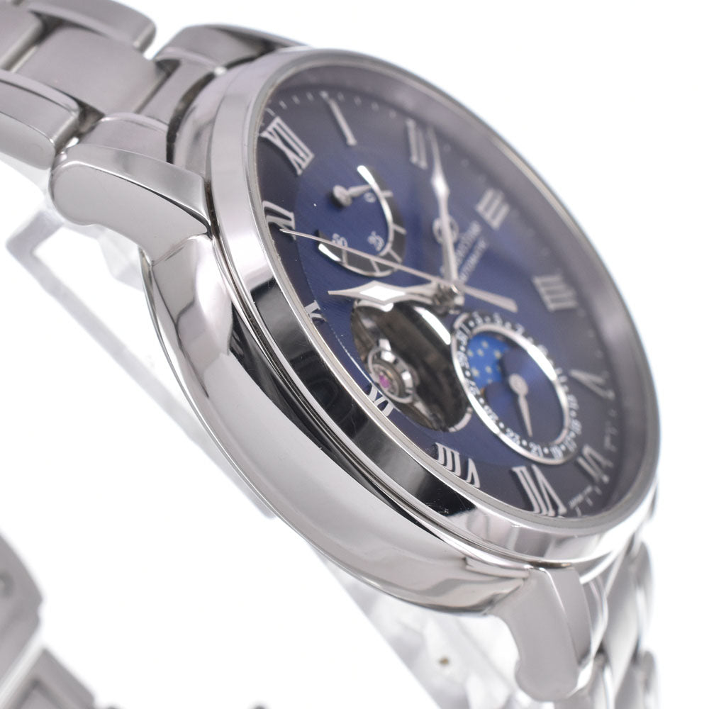 with paper ORIENT STAR Mechanical moon phase RK-AY0103L Power reserve see-through back blue Dial Automatic Men's
 Watch K#150850