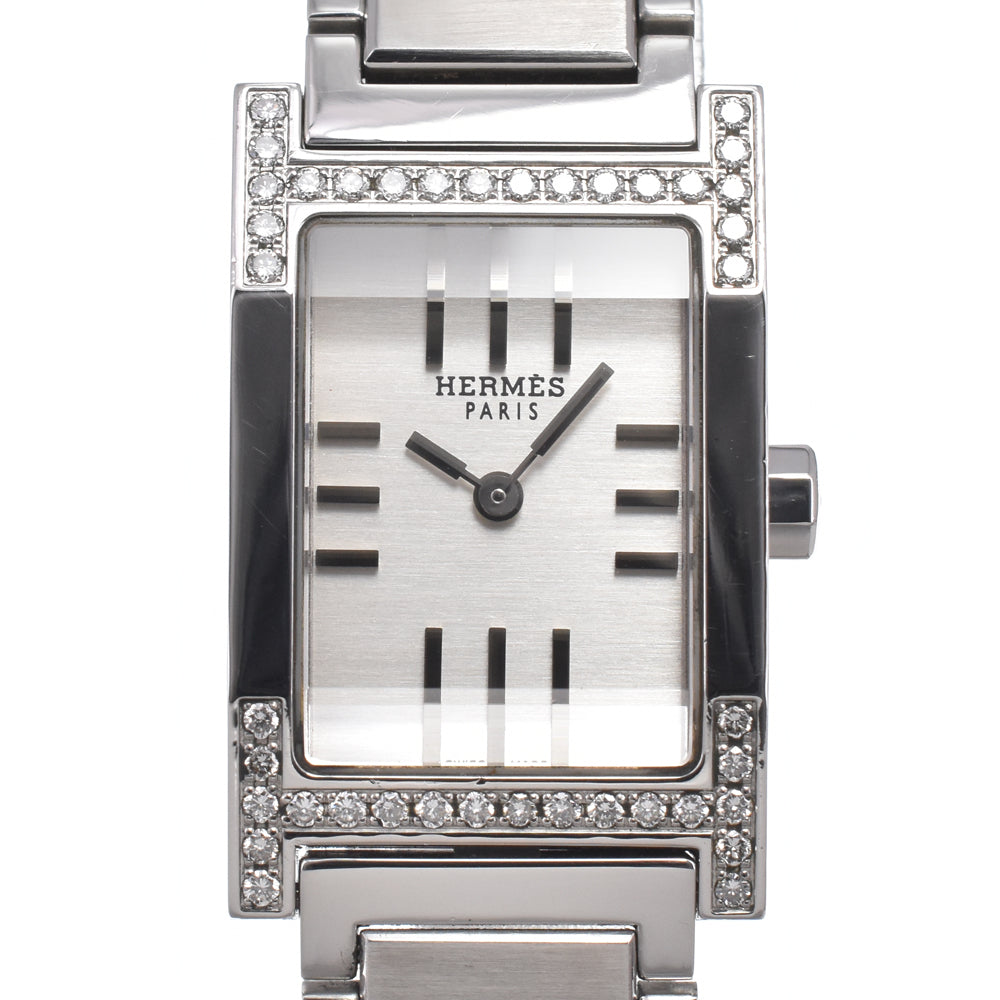 HERMES tandem TA1.230 Diamond Bezel Silver Dial Quartz Ladies
 Watch O#150892