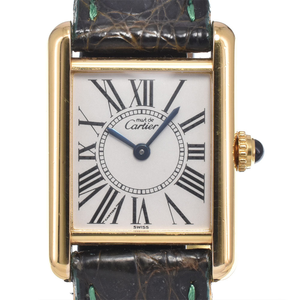 CARTIER Must tank Vermeille W1005554 SV925(Gold Plated) Silver Dial Quartz Ladies
 Watch K#150903