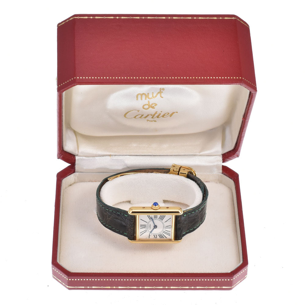 CARTIER Must tank Vermeille W1005554 SV925(Gold Plated) Silver Dial Quartz Ladies
 Watch K#150903