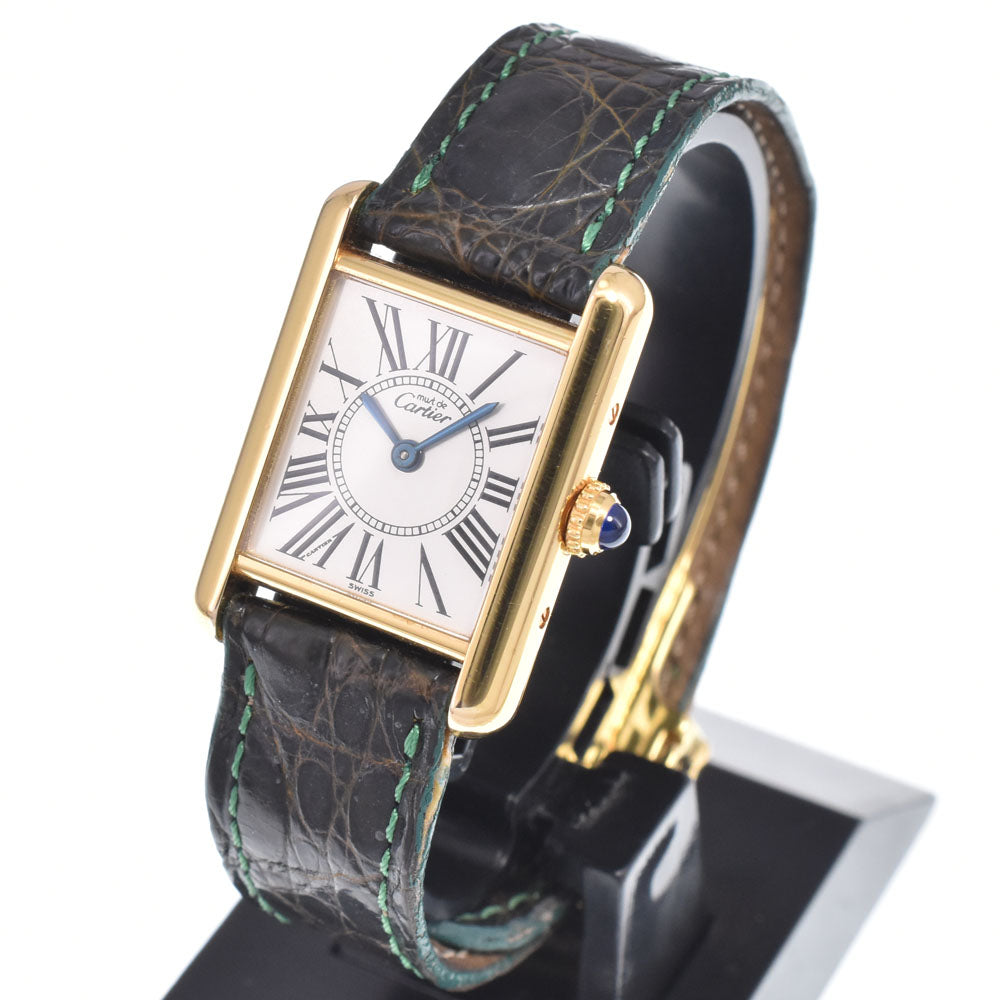 CARTIER Must tank Vermeille W1005554 SV925(Gold Plated) Silver Dial Quartz Ladies
 Watch K#150903