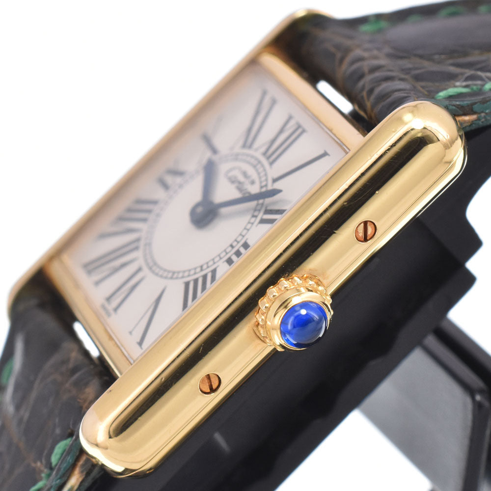 CARTIER Must tank Vermeille W1005554 SV925(Gold Plated) Silver Dial Quartz Ladies
 Watch K#150903