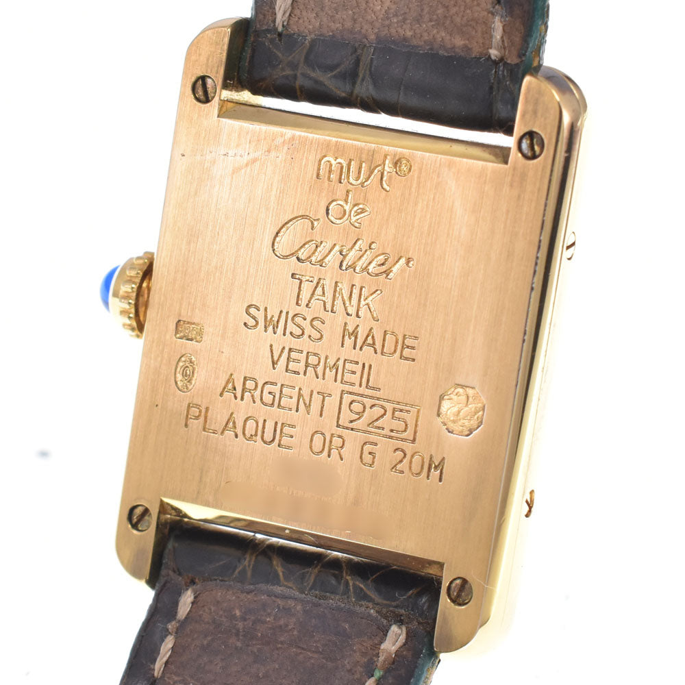 CARTIER Must tank Vermeille W1005554 SV925(Gold Plated) Silver Dial Quartz Ladies
 Watch K#150903