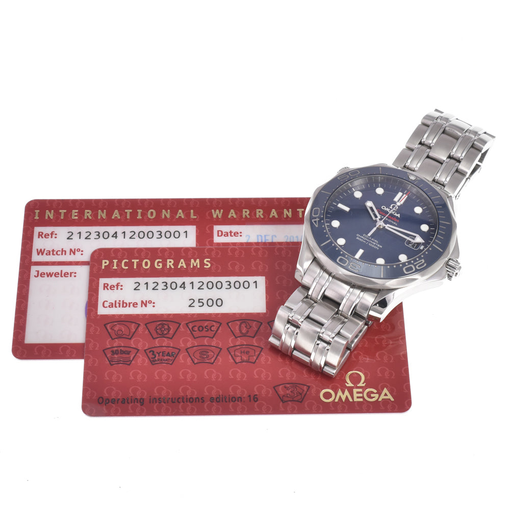 with paper OMEGA Seamaster Diver 300m 212.30.41.20.03.001 blue Dial Automatic Men's
 Watch L#150953