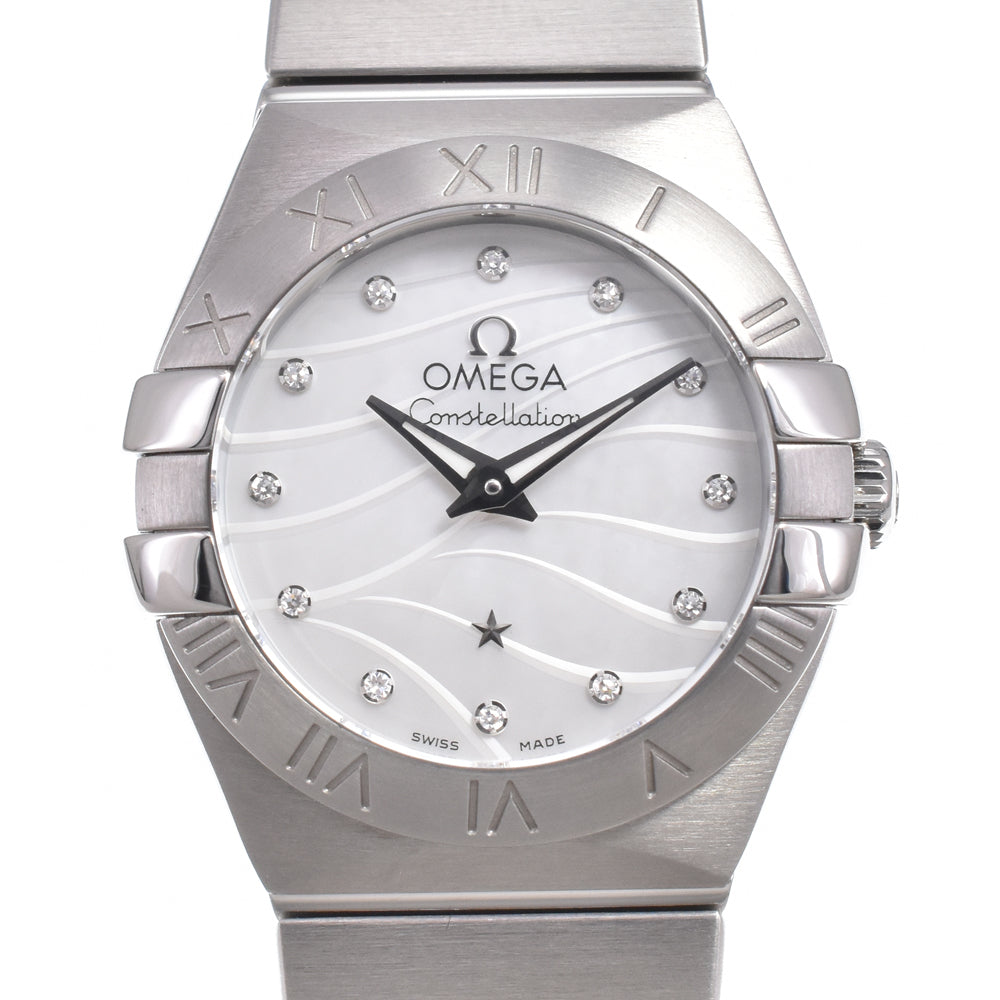 with paper OMEGA Constellation 123.10.24.60.55.003 12P diamond White shell Dial Quartz Ladies
 Watch L#150958