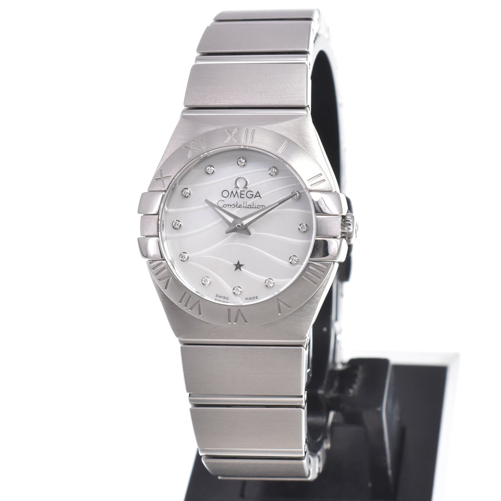 with paper OMEGA Constellation 123.10.24.60.55.003 12P diamond White shell Dial Quartz Ladies
 Watch L#150958