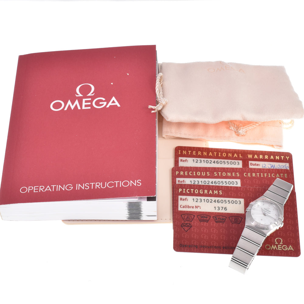 with paper OMEGA Constellation 123.10.24.60.55.003 12P diamond White shell Dial Quartz Ladies
 Watch L#150958