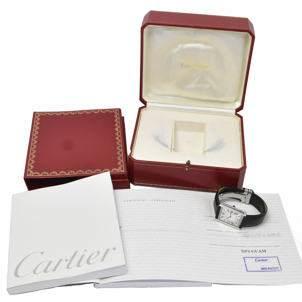 with paper CARTIER Tank solo LM W1018355 Silver Dial Quartz Men's
 Watch M#150962