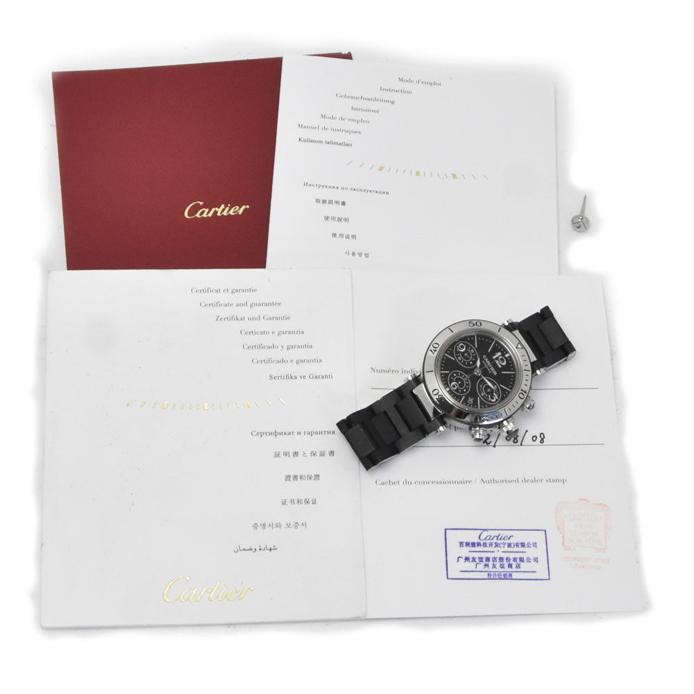 with paper CARTIER Pacha Sea timer W31088U2 black Dial Automatic Men's
 Watch O#150965