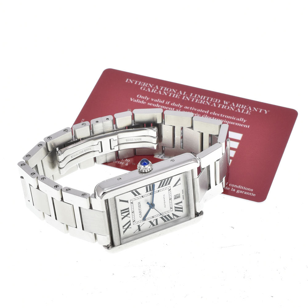 with paper CARTIER Tank solo W5200028 Date Silver Dial Automatic Men's
 Watch M#150970