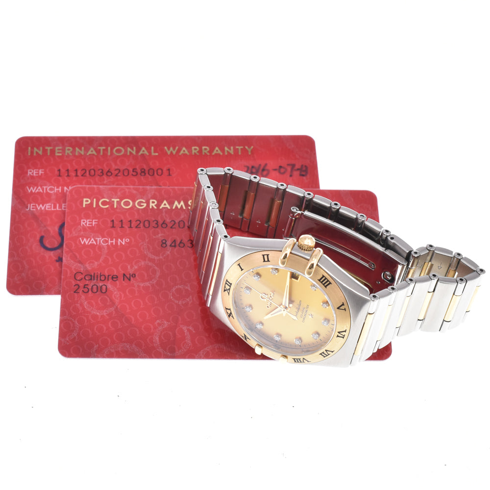 with paper OMEGA Constellation CO-AXIAL 111.20.36.20.58.001 11P Diamond gold Dial Automatic Men's
 Watch L#150987