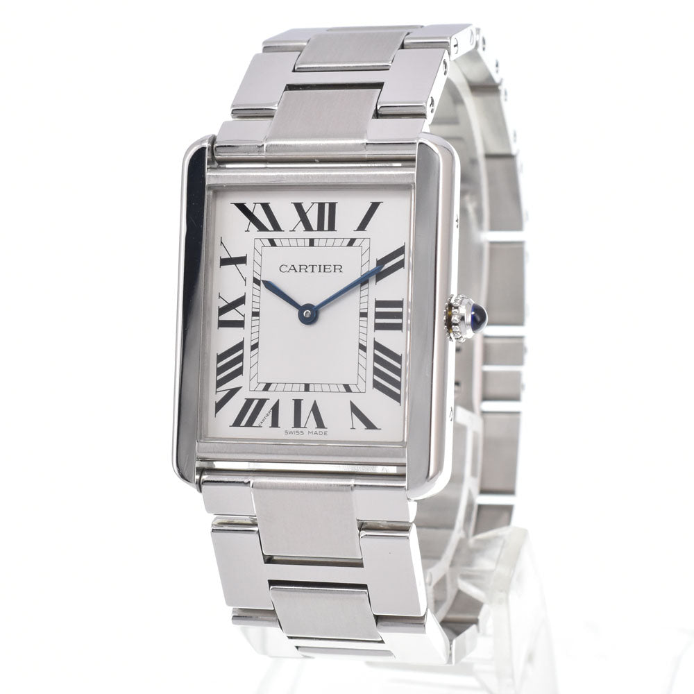 with paper CARTIER Tank solo W5200014 Silver Dial Quartz Men's
 Watch M#150996
