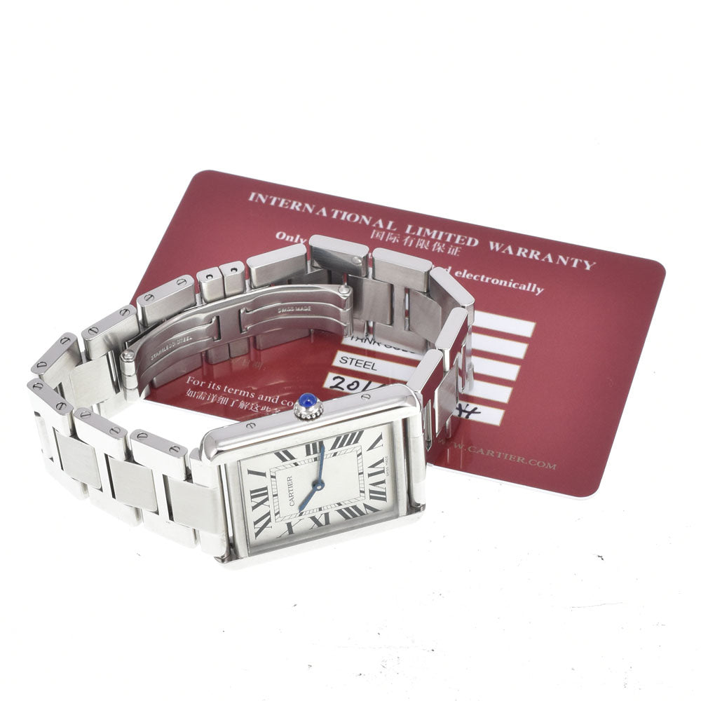 with paper CARTIER Tank solo W5200014 Silver Dial Quartz Men's
 Watch M#150996