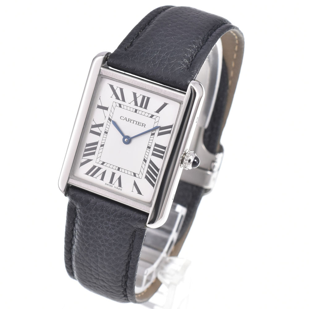 with paper CARTIER Tank solo LM WSTA0028 Silver Dial Quartz Men's
 Watch L#151013