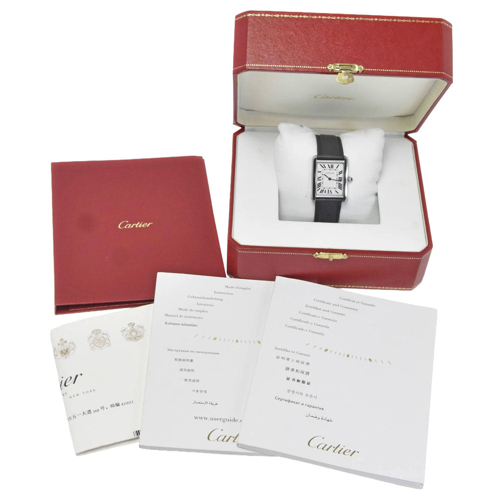 with paper CARTIER Tank solo LM WSTA0028 Silver Dial Quartz Men's
 Watch L#151013
