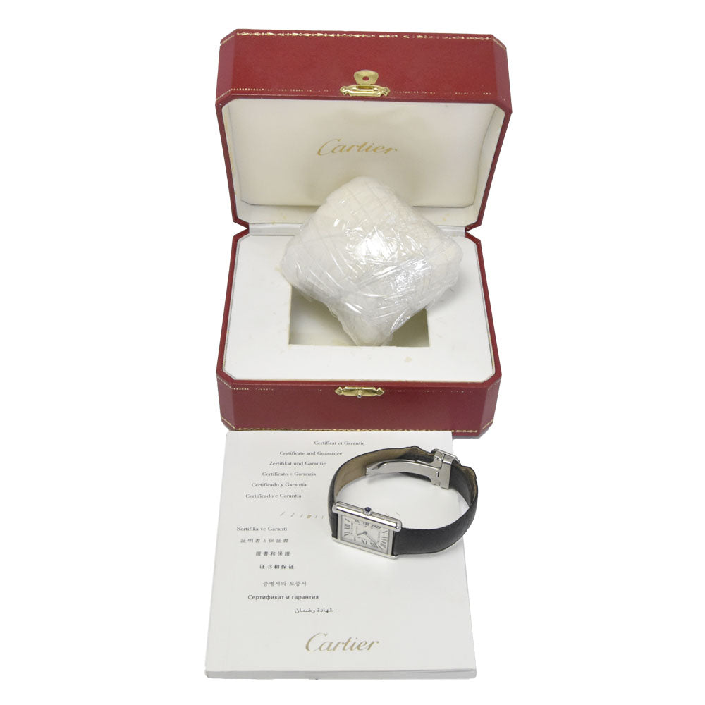 with paper CARTIER Tank solo LM WSTA0028 Silver Dial Quartz Men's
 Watch M#151014