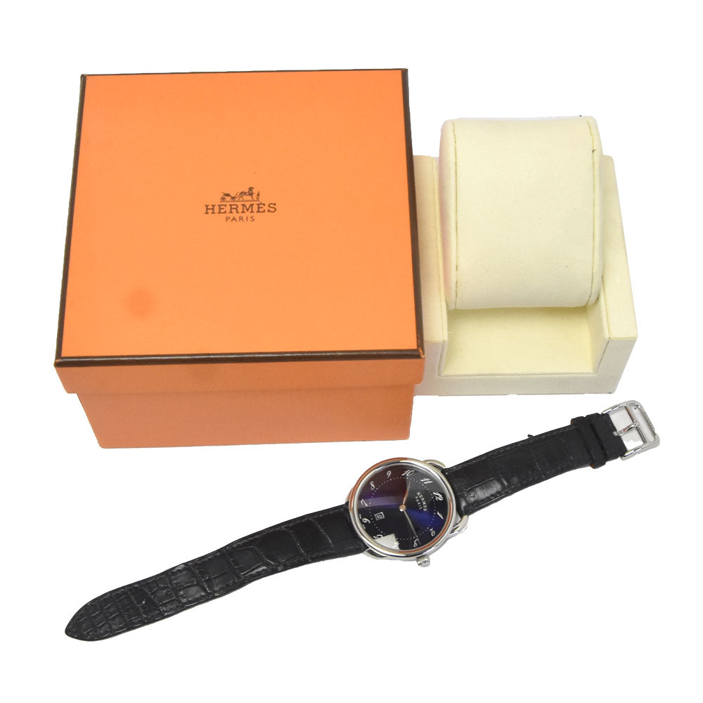 HERMES Arceau AR7Q.810 Date blue Dial Quartz Men's
 Watch M#151033