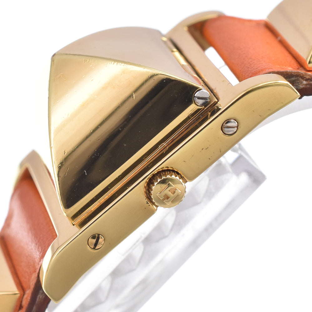 HERMES Medor ME1.201 Gold Plated / Leather white Dial Quartz Ladies
 Watch N#151067