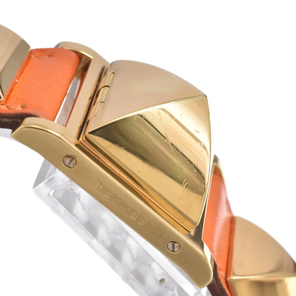 HERMES Medor ME1.201 Gold Plated / Leather white Dial Quartz Ladies
 Watch N#151067