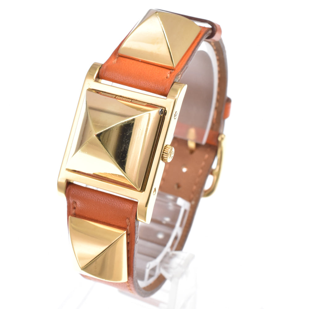 HERMES Medor ME1.201 Gold Plated / Leather white Dial Quartz Ladies
 Watch N#151067