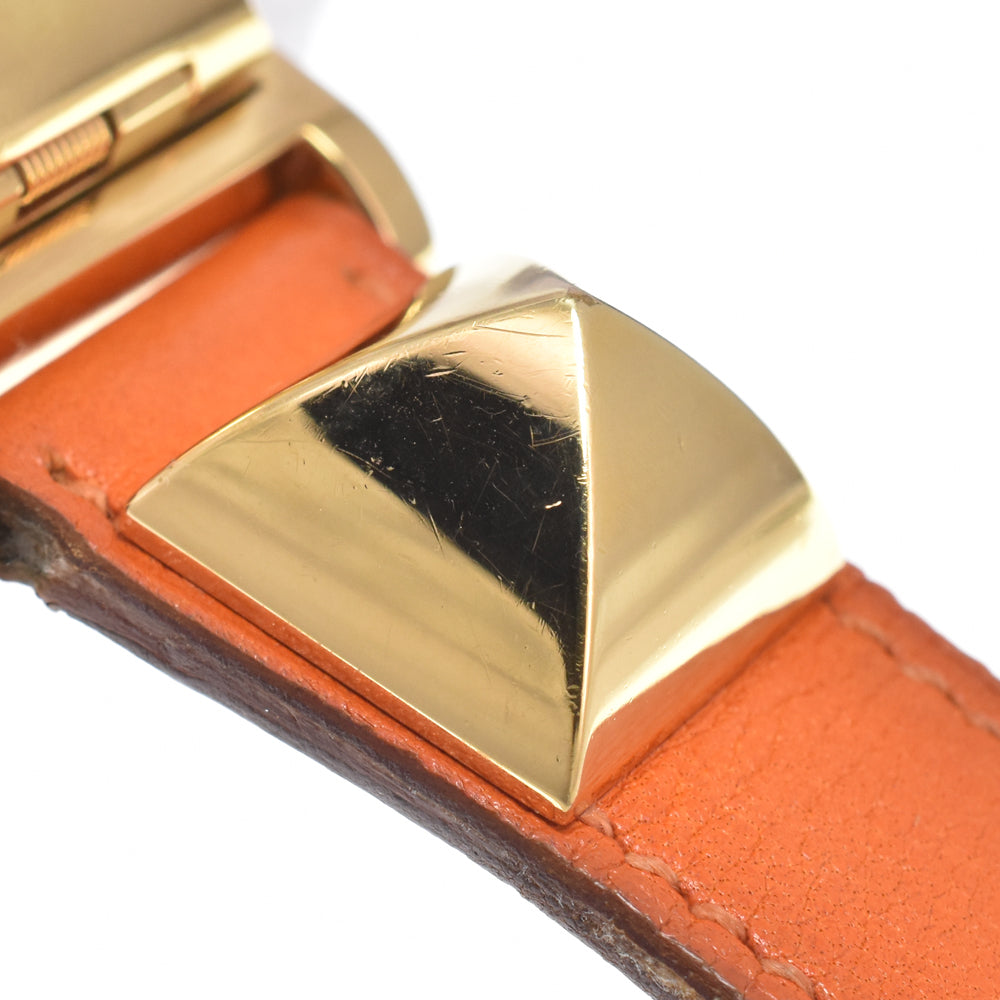 HERMES Medor ME1.201 Gold Plated / Leather white Dial Quartz Ladies
 Watch N#151067
