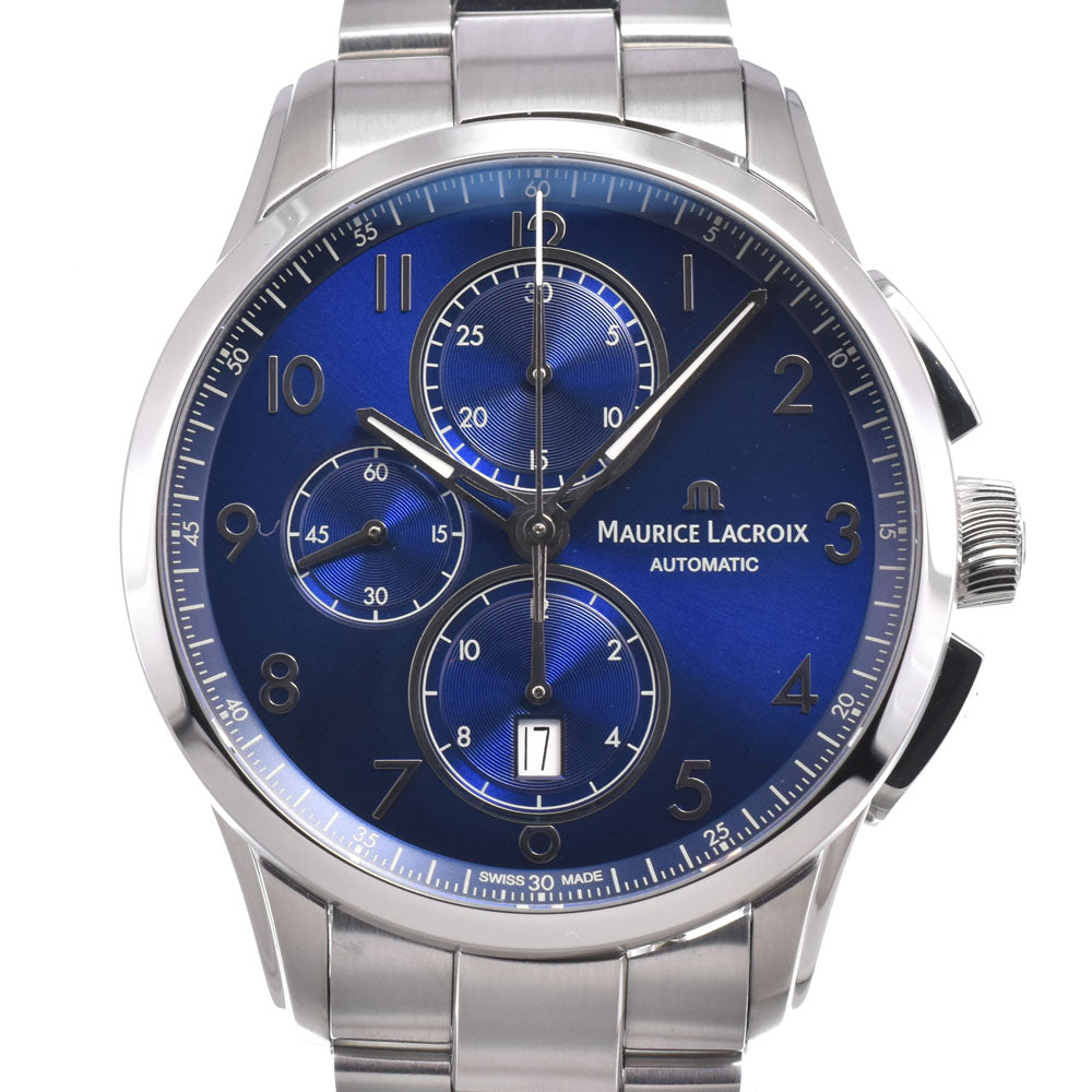 with paper MAURICE LACROIX Pontos PT6388-SS002-420-1 Chronograph Date blue Dial Automatic Men's
 Watch N#151110