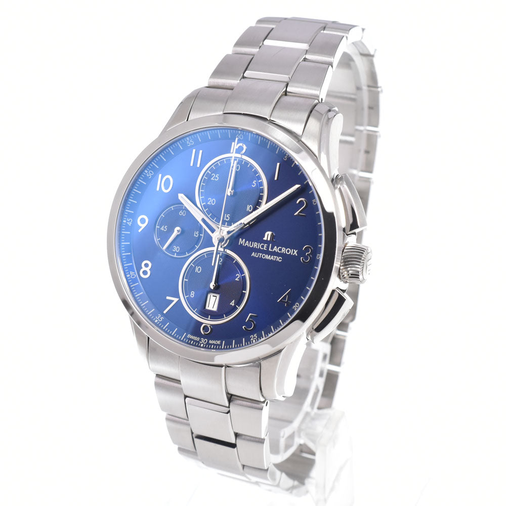 with paper MAURICE LACROIX Pontos PT6388-SS002-420-1 Chronograph Date blue Dial Automatic Men's
 Watch N#151110
