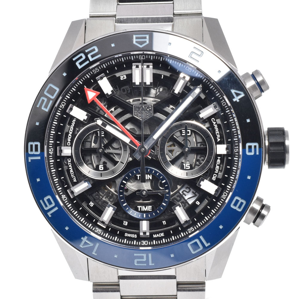 with paper TAG HEUER Carrera Caliber Heuer 02 CBG2A1Z.BA0658 GMT chronograph Black skeleton Dial Automatic Men's
 Watch M#151153