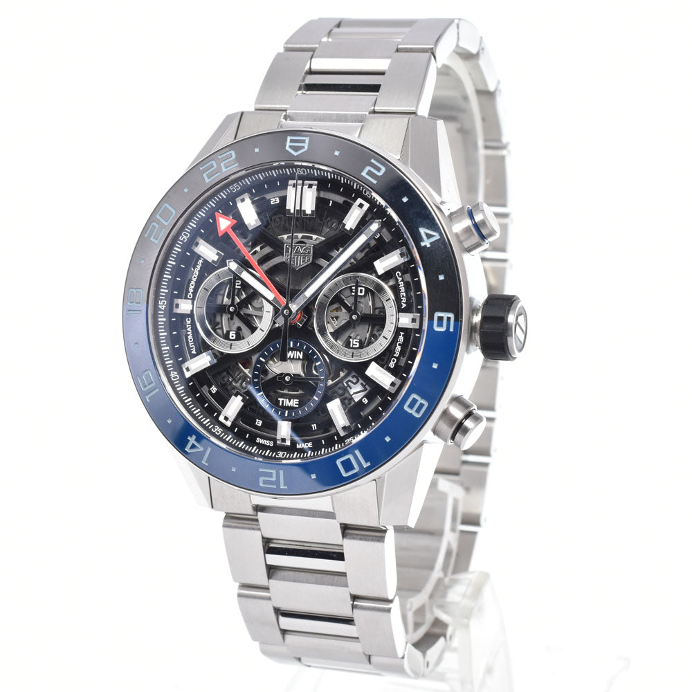 with paper TAG HEUER Carrera Caliber Heuer 02 CBG2A1Z.BA0658 GMT chronograph Black skeleton Dial Automatic Men's
 Watch M#151153