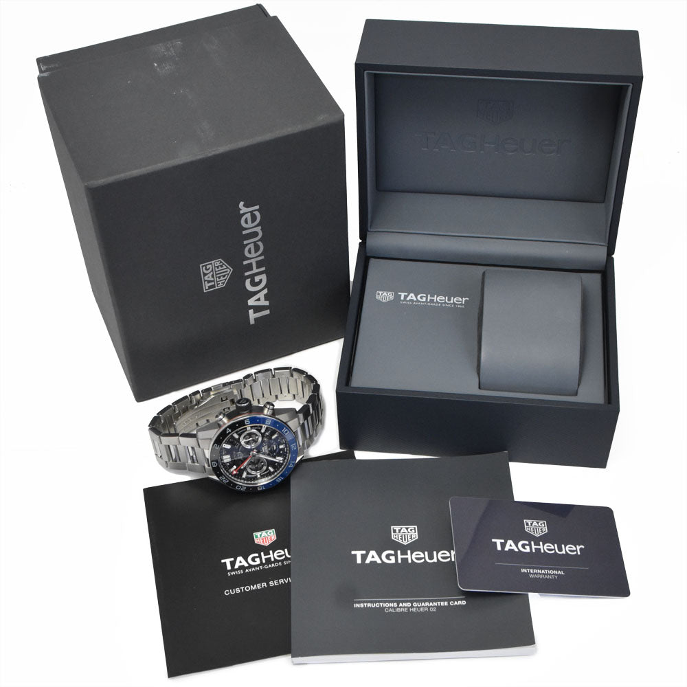 with paper TAG HEUER Carrera Caliber Heuer 02 CBG2A1Z.BA0658 GMT chronograph Black skeleton Dial Automatic Men's
 Watch M#151153