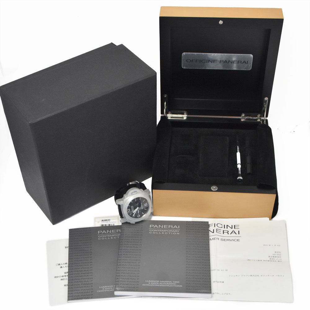 with paper PANERAI Luminor Marina 1950 3 Days PAM00312 Date black Dial Automatic Men's
 Watch N#151154