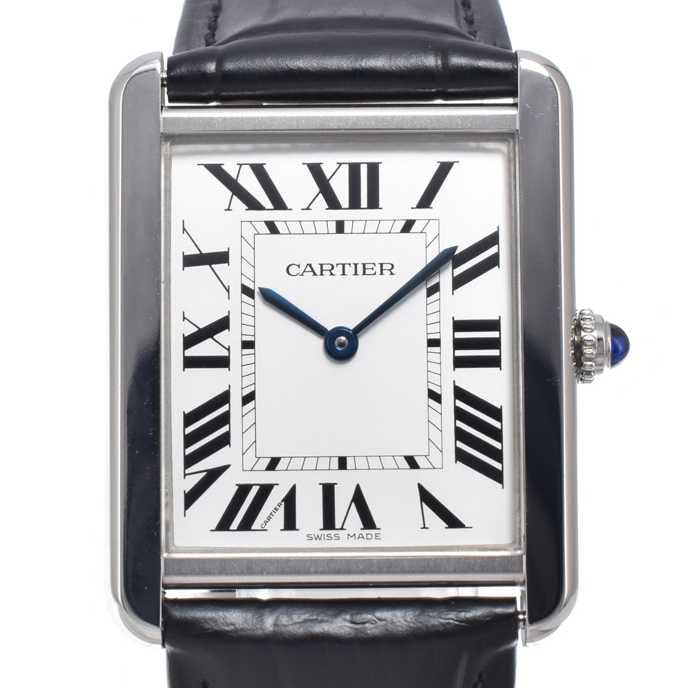 with paper CARTIER Tank solo W5200003 Silver Dial Quartz Men's
 Watch M#151197