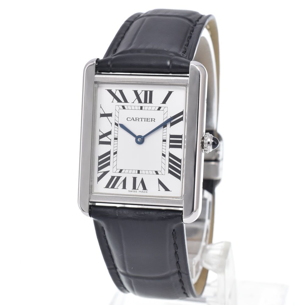 with paper CARTIER Tank solo W5200003 Silver Dial Quartz Men's
 Watch M#151197